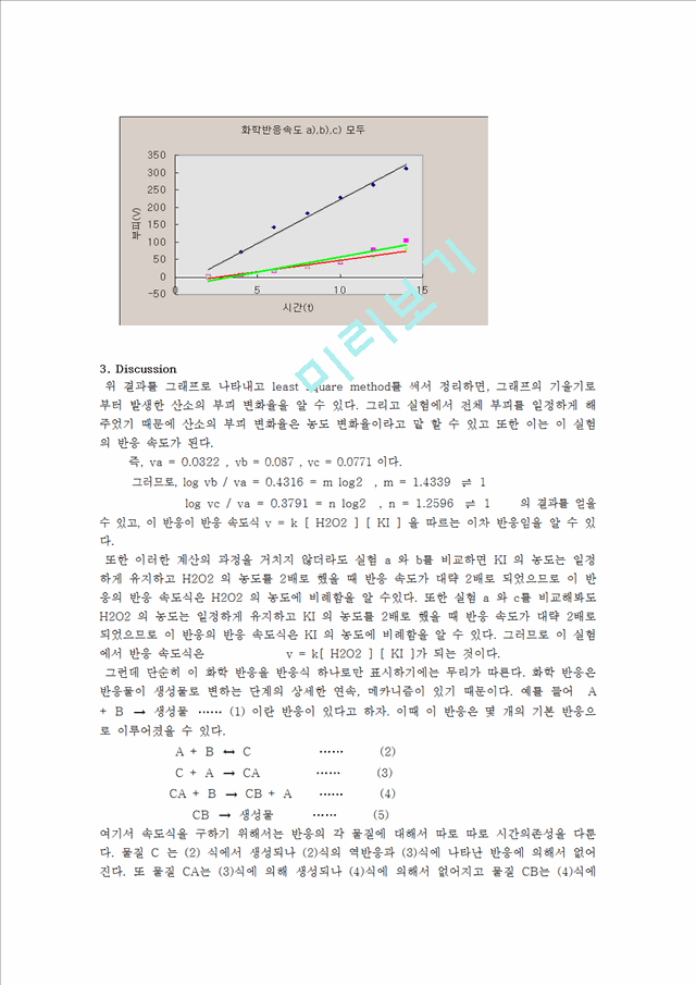 [자연과학][일반화학실험] 화학반응속도-반응차수결정.hwp